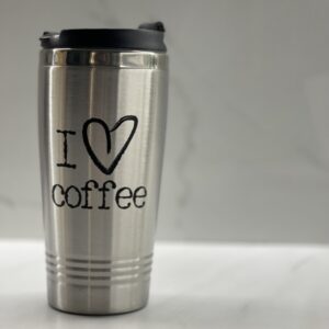 Θερμός I LOVE COFFEE από Μέταλλο σε Ασημί Χρώμα 450ml